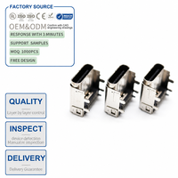 Connecteur femelle Type-C 24 broches vertical SMT, longueur 10,5 mm, connecteur de charge pour la charge et la transmission de données