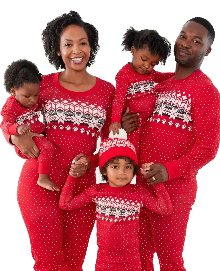 2022 Hot Sale Christmas Winter Outfits Casual Homewear Women Children Pajamas Two Piece Set For Family Night Clothing