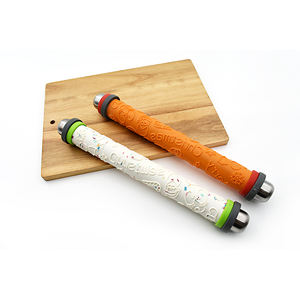 Accessoires de cuisine Rouleau à pâte 3D 14 pouces à motifs, cercles de mesure en silicone réglables pour la cuisine DIY Pizza/Raviolis/Emballage de pâte - Product Image 1