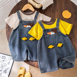 Conjunto de Ropa de Verano para Niños, Camiseta de Manga Corta con Cuello Redondo y Pantalones con Tirantes, Lindo Diseño de <span class=keywords><strong>Ganso</strong></span> en 3D, Conjunto de Ropa para Bebés - Product Image 2