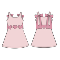 Robes d'été sans manches pour filles, motif cœur et nœud, style princesse, pour enfants, fabrication en gros OEM