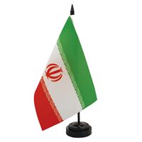 Drapeau national de l'Iran en gros, support de table/bureau 14x21cm, mini-drapeau de bureau en polyester, bannière de réunion
