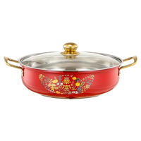 Marmite à soupe en acier inoxydable 316, style bassin, base antiadhésive à écailles de poisson, modèle épaissi pour fondue, couvercle en verre, compatible cuisinière à induction