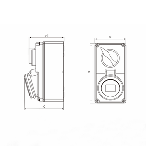 Prise de courant interverrouillée 3 pôles, norme européenne, étanche, 230V 16A IP67 CEE/IEC, MXS-J136-6 - Product Image 2