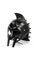 Casco de gladiador romano clásico de la mejor calidad en acero dulce calibre 20 con acabado en pintura en polvo negra.