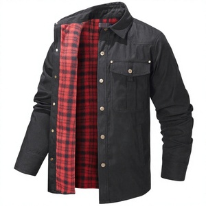 <b>Men's</b> Vintage Plaid Lined <b>Jacket</b> <b>Corduroy</b> Outerwear Snap Button Long Sleeve Autumn - Product Image 4