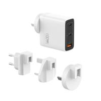 Cargador USB C GaN de 100W con Enchufe Intercambiable, Adaptador de Corriente Compacto de 3 Puertos para Laptop, Carga Rápida para iPhone, Galaxy y Más