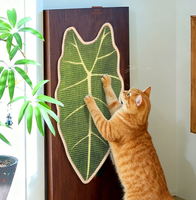 Nouvelle Planche Murale en Sisal à Motifs Végétaux Tropicaux avec Fixation Créative à Bande Magique – Planche Murale Feuille et Patte de Chat