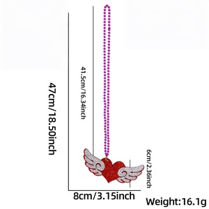 Collar con Colgante de Corazón Brillante de San Valentín con Diseño de Labios Rojos y Cuentas - Product Image 2