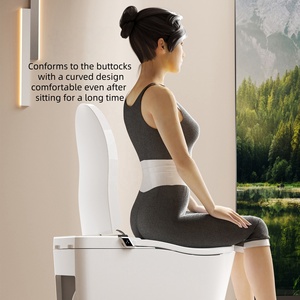 WC monobloc intelligent à double chasse, design moderne, cuvette en céramique, forme ronde créative Little Planet, automatique, à poser au sol - Product Image 4