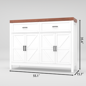 Hanyee <span class=keywords><strong>Armoire</strong></span> nordique en bois <span class=keywords><strong>Armoire</strong></span> <span class=keywords><strong>basse</strong></span> CBM 4 portes avec commode de rangement pour la maison Appartement Entrée Chambre Salon - Product Image 6