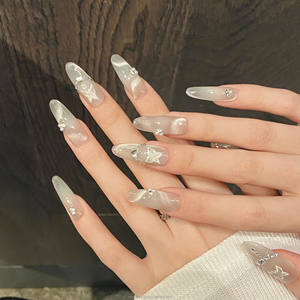 Uñas Postizas de Color Sólido, Estilo Francés, Ojo de Gato, Mariposa, Stiletto Largo, Uñas Artificiales - Product Image 2