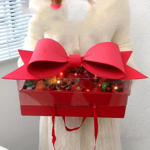 Cajas de Regalo de Flores Te Amo, Caja de Papel para Rosas del Día de la Madre y San Valentín, con Asa de Cinta, Lazo de Lujo, Cajón y Caja de PVC para Flores - Product Image 1