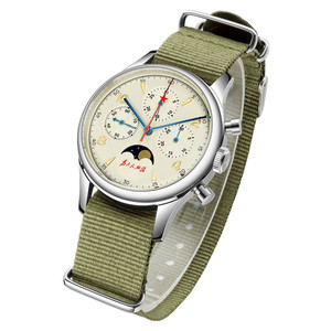 Montre originale pour homme de 1963, 40 mm, ST1908, phase de lune, mouvement à remontage manuel, chronographe mécanique, verre <span class=keywords><strong>saphir</strong></span>, cadran crème - Product Image 2