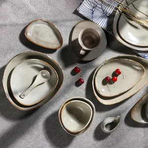Небьющаяся фарфоровая домашняя столовая посуда в японском стиле YAYU неправильной формы глазурованные китайские тарелки набор мисок керамическая посуда