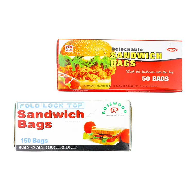Gıda sınıfı şeffaf plastik sandviç çanta 80ct/150ct