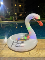 Piscine gonflable Flamingo Flotteurs avec lumières Tubes de piscine à énergie solaire Flamingo pour divertissement aquatique de loisirs pour adultes