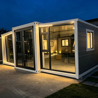 Casa Contenedor Prefabricada Expandible con Ventana Grande en el Suelo, Resistente a la Humedad, Desmontable y Plegable