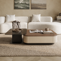 Meuble de salon moderne et élégant en marbre arrondi, avec cadre en bois durable et écologique, surface spacieuse de haute qualité