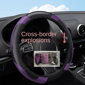 Housse de <span class=keywords><strong>volant</strong></span> de voiture de style sport en cuir PU antidérapant respirant pour roues de 37 à 38cm - Product Image 4