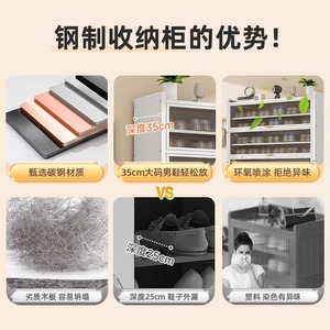 Meuble à chaussures en acier épaissi, type rectangulaire sur pied, durable, résistant à l'humidité, organisateur de rangement pour entrée de maison - Product Image 4