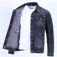 Veste en jean rétro pour homme RNSHANGER, style cargo, version coréenne, coupe slim, décontractée, tendance.
