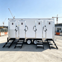 Remolque de Baño Móvil de Grado Industrial Resistente a la Intemperie con Ventilador de Techo para Estadios Deportivos, Maratones y Eventos
