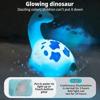 Jouets de bain lumineux pour bébés et tout-petits, animaux en caoutchouc souple flottants, 6 pièces, dinosaures, jouets de bain lumineux