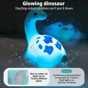 Jouets de bain lumineux pour bébés et tout-petits, animaux en caoutchouc souple flottants, 6 pièces, dinosaures, jouets de bain lumineux - Product Image 6