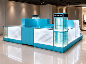 Minimalist Mall Island <b>Display</b> Showcase Modular Retail Kiosk Furniture Custom Glass Counter <b>Cabinet</b> Turnkey Store Solution - Product Image 1
