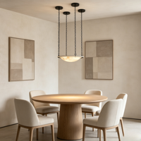 Lustre moderne en albâtre espagnol, bronze antique, pour salle à manger, villa, hôtel de luxe, lampe suspendue