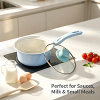 Set Peralatan Masak Granit Anti Lengket 13 Buah Desain Baru, Set Panci dan Wajan Aluminium dengan Tutup Kaca, Kompatibel Induksi, Set Peralatan Masak Hadiah