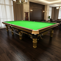Table de billard pliante de luxe pour la maison, style anglais, 12 pieds, avec plateau en ardoise, pieds dorés en bois massif et coussin en ardoise pour billard de snooker