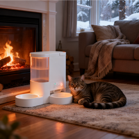 Distributeur automatique d'eau et de nourriture 2-en-1 portable pour chiens/chats, commande à distance par application intelligente WiFi, bols en plastique antibactériens