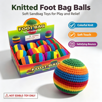 Pelota de ganchillo suave de punto arcoíris, rellena de arena, pelota antiestrés para apretar con la mano, juguete para aliviar el estrés, entrenamiento deportivo al aire libre