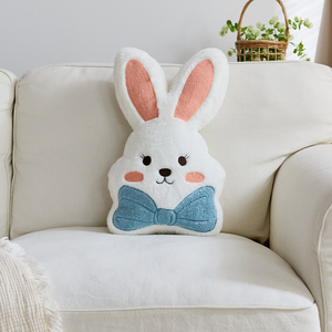 Housse de coussin décorative <span class=keywords><strong>en</strong></span> peluche lapin de Pâques, motif floral <span class=keywords><strong>en</strong></span> faux <span class=keywords><strong>lin</strong></span> doux et luxueux, amovible et lavable, décoration moderne pour la maison, pour enfants - Product Image 4