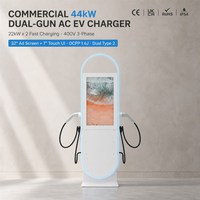 Station de recharge AC pour véhicules électriques à double borne 22-44 kW avec écran tactile 32 pouces, Wi-Fi, Bluetooth, OCPP 1.6 pour utilisation commerciale