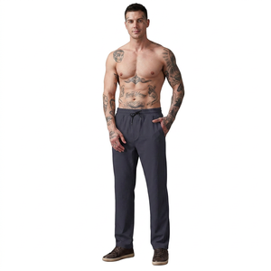 Manufacturer 100% Cotton Mens Straight Lace Track Pants Breathable Eco-Friendly Casual Gym Training Wear OEM Bulk Supplier - Product Image 1