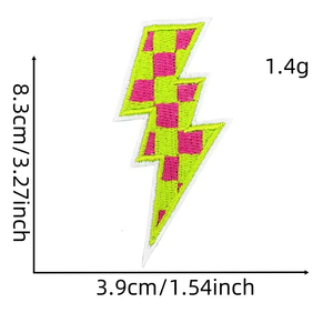 Patchs thermocollants personnalisés motif éclair à carreaux, broderie multicolore pour casquettes de camionneur, vestes, jeans, accessoires DIY - Product Image 6