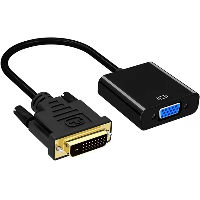 20cm Black Gold Plated Support 1080P Male to Female Active Converter DVI to VGA Adapter Cable for Computer