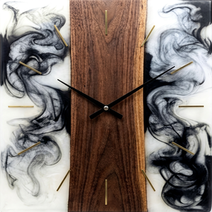 Acacia Wooden Modern Design Square <b>Marble</b> Look Analog Battery Powered Single Face Quartz Wall <b>Clock</b> for Living Room - Product Image 1