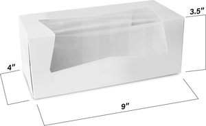 Boîtes à pâtisserie blanches à ouverture automatique avec fenêtre, conteneur long pour cupcakes, fraises, beignets et gâteaux roulés 9" x 4" x 3.5" - Product Image 5