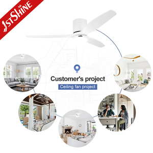 1stshine LED ventilatore da soffitto moda bianco lama in legno telecomando 6 velocità a filo montato ventilatore da soffitto con luce a LED - Product Image 5