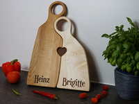 Tabla de Cortar de Madera Personalizada para Parejas, Grabada, Ecológica, en Forma de Corazón, con Caja de Regalo para Aniversario de Bodas