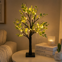 Lumière décorative d'arbre LED, 24 LED, arbre artificiel Bonsaï, lampe de nuit à piles USB pour la maison, la chambre à coucher, blanc chaud