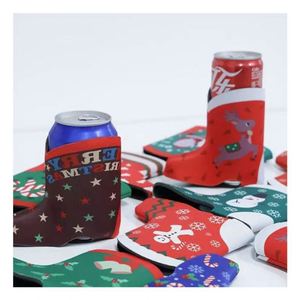 Divertido Enfriador de Latas de Navidad con Forma de Bota para Sublimación, Soporte para Latas con Logotipo Impreso, Recuerdos para Fiestas Navideñas, En stock - Product Image 1
