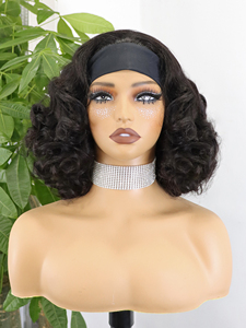 Perruque bandeau souple en <span class=keywords><strong>cheveux</strong></span> naturels, prête à porter, sans dentelle, sans colle, avec bandeau réglable, idéale pour les débutantes - Product Image 2