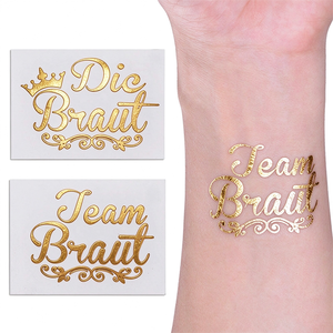 Adesivi per <span class=keywords><strong>Tatuaggi</strong></span> Temporanei Impermeabili, Design Personalizzato per Matrimoni e Feste, Metallizzati Dorati, Lunga Durata - Product Image 1