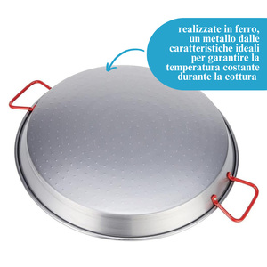Paellera Valenciana de Hierro Pulido de 46 cm con Asas Rojas para 12 Porciones - Product Image 3