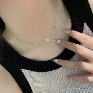 Xinfly 18K Real Gold Fine Jewelry <b>Set</b> Yellow Pendant Necklace Earrings Bracelets <b>Square</b> Wedding Gift Engagement - Product Image 3